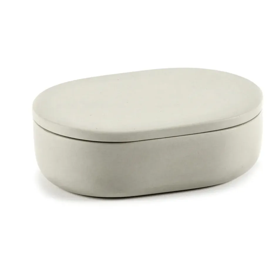 Cose säilytyspurkki ovaali kannella S 3,3 x 10,2 cm, Beige