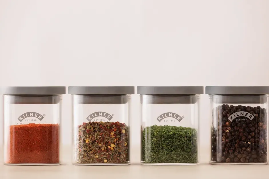 Kilner FRESH maustepurkit, Kirkas harmaa, 4-pack, 160 ml