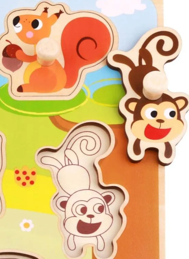 Knoppussel med figursågade vilda djur Tooky Toy