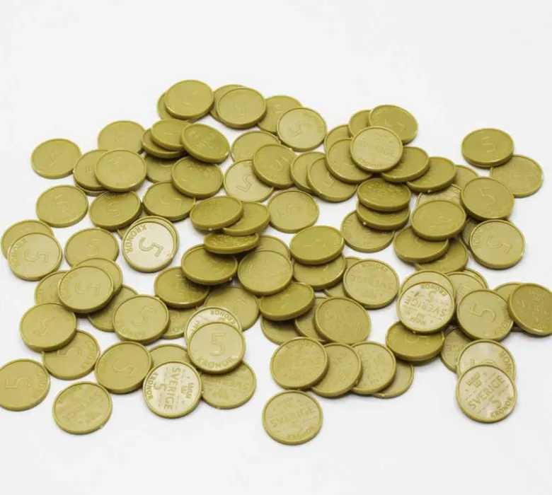 Leksakspengar 5 kr mynt 100 st