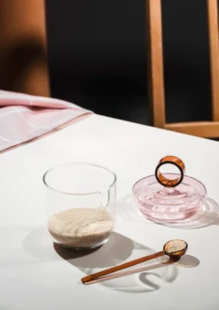Loop sokerikulho mukana lusikka Ø14 cm, Kirkas pink amber