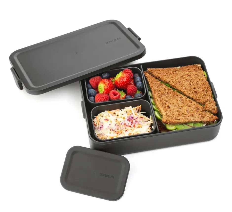 Make & Take bento -lounasrasia suuri 2 l, Tummanharmaa