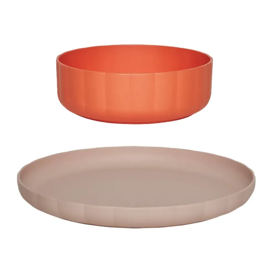 Pullo lautanen & kulho 2 osaa, Rose-apricot