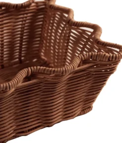 Scallop Rattan kori, Tummanruskea, 20x30 cm