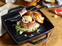 Staub Pure grillipannu valurauta neliö musta, 23 cm