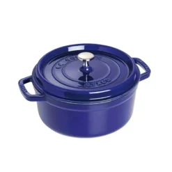 Staub pyöreä pata valurautaa, kolmikerroksinen emali, 5,2 l, tummansininen