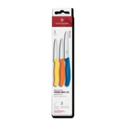Victorinox Swiss Classic kuorimaveitsisetti 3 osaa, Keltaoranssisininen
