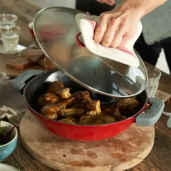 Wokkipannu lasikannella Ø30 cm 4,4 L, Punainen